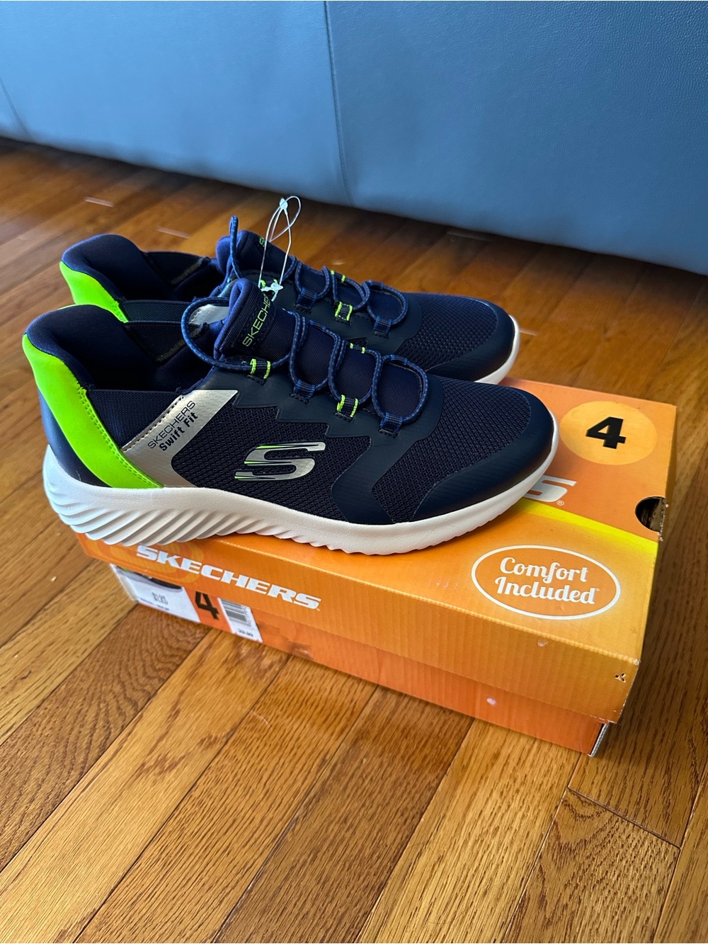 Skechers Kids' Navy & Neon Green swift fit Athletic Sneakers